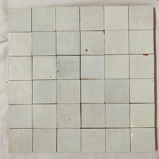 Contemporary Zellige Panels, 12"x12"x1/2", Squares in Off-White