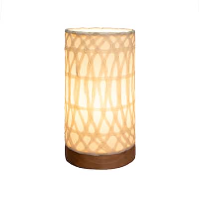 Eangee Handmade Mini Paper Cylinder Table Lamp, Handmade Paper Shade, Arches, 5 x 5 x 9 in.