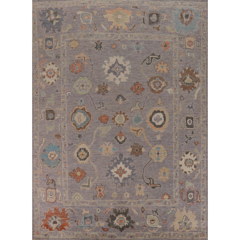 Hand Knotted Oriental 100% Wool Carpet Transitional All-Over Greys & Charcoal Oushak Area Rug - 10' 0'' X 8' 0''