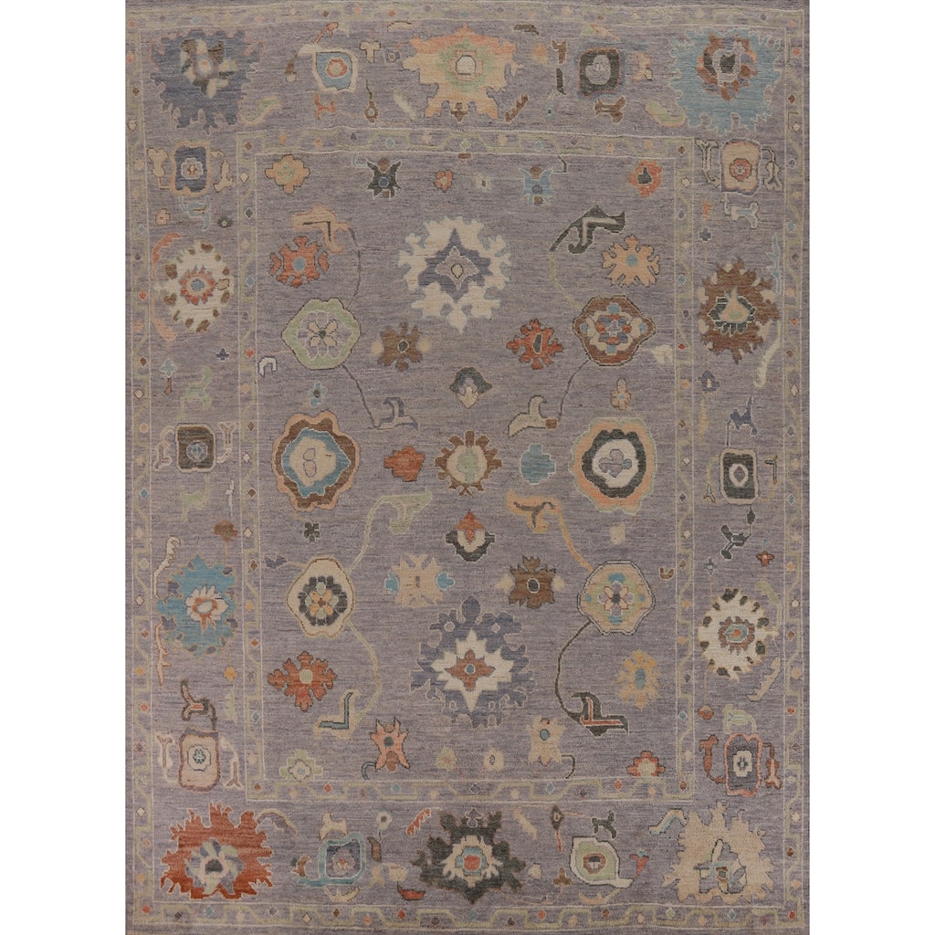 Hand Knotted Oriental 100% Wool Carpet Transitional All-Over Greys & Charcoal Oushak Area Rug - 10' 0'' X 8' 0''
