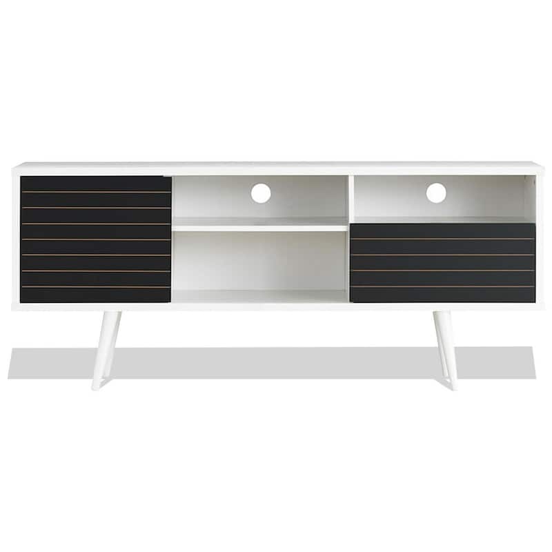 Gymax Modern TV Stand/Console Cabinet 3 Shelves Storage Drawer Splayed - See Details