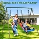 preview thumbnail 3 of 6, 440 lbs Metal Swing Sets for Backyard with 45" Platform Swing and Belt Swing ,Swingset Outdoor for Kids