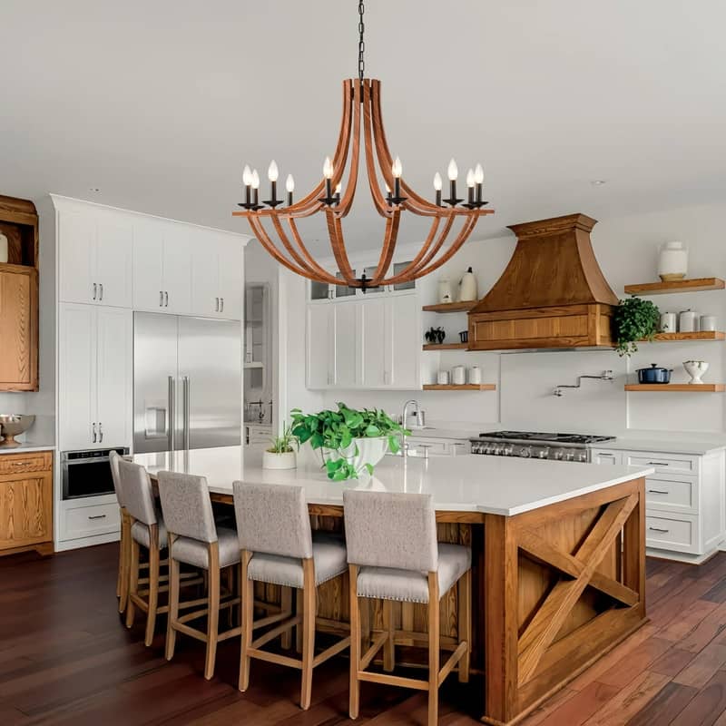 Rustic Candle Style Chandeliers Black and Faux Wood Chandelier
