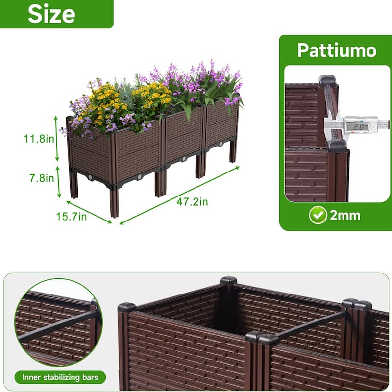 Raised Garden Beds Outdoor, Polypropylene Planter Boxes Outdoor for Vegetables, Flowers, Herbs, Garden Box with Drain Outlet