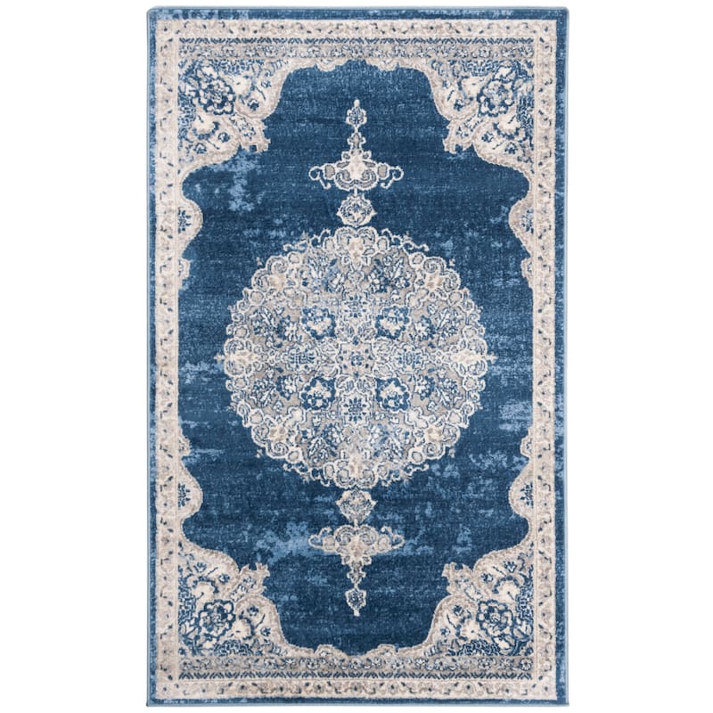 SAFAVIEH Brentwood Coralyne Traditional Oriental Rug - 3' x 5' - Navy/Light Grey