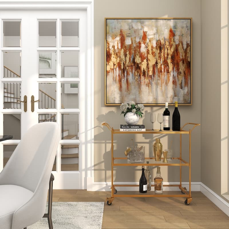 Metal Contemporary Bar Cart with Wheels