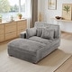 preview thumbnail 133 of 174, 41" W Plush Corduroy Chaise Lounge with Pillows Left Facing - Light Grey-Chaise&2 Pillows