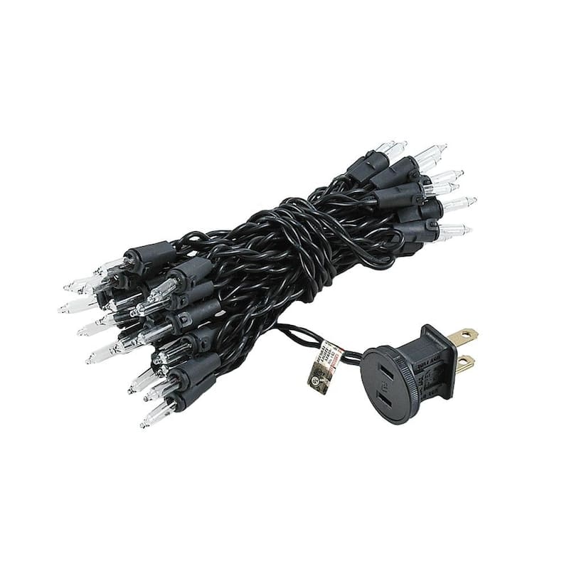 35 Light Clear Christmas Craft Mini Light Set, Non-Connectable, Black Wire, 13'