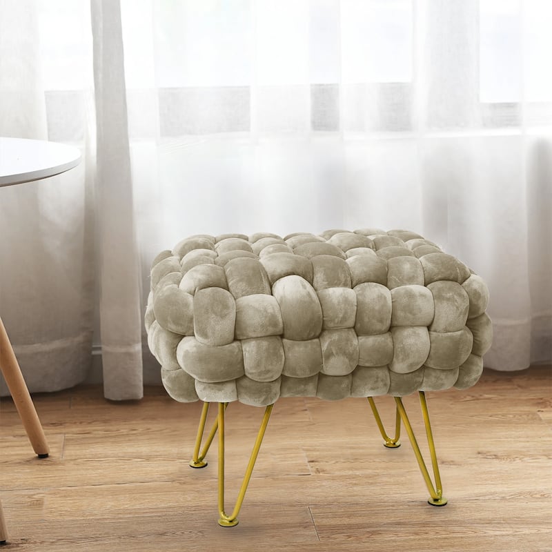 Velvet Pouf Stool 27"x20"x20" - Slate Green