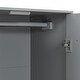 preview thumbnail 9 of 11, Grey Wooden Wardrobe Storage Armoires Cabinet with Hanging Rod and Doors - 31.5" x 19.7" x 43.4"(L x W x H)