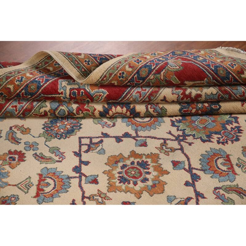 Ivory Kazak Area Rug Handmade Wool Carpet - 8'10"x 11'6"