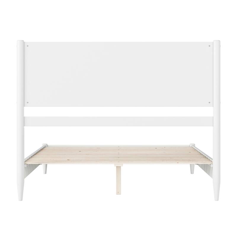 Solid Wood Low Profile Platform Bed - Modern Bedroom Furniture in White