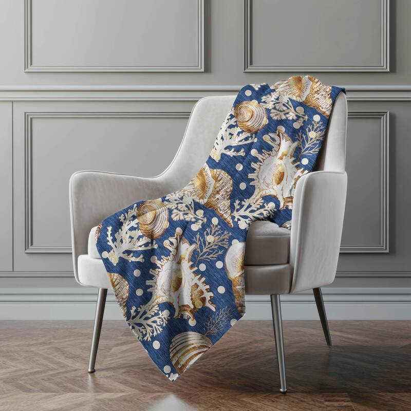 Premium Machine Washable ASB185 Seashells Sherpa Throw Blanket