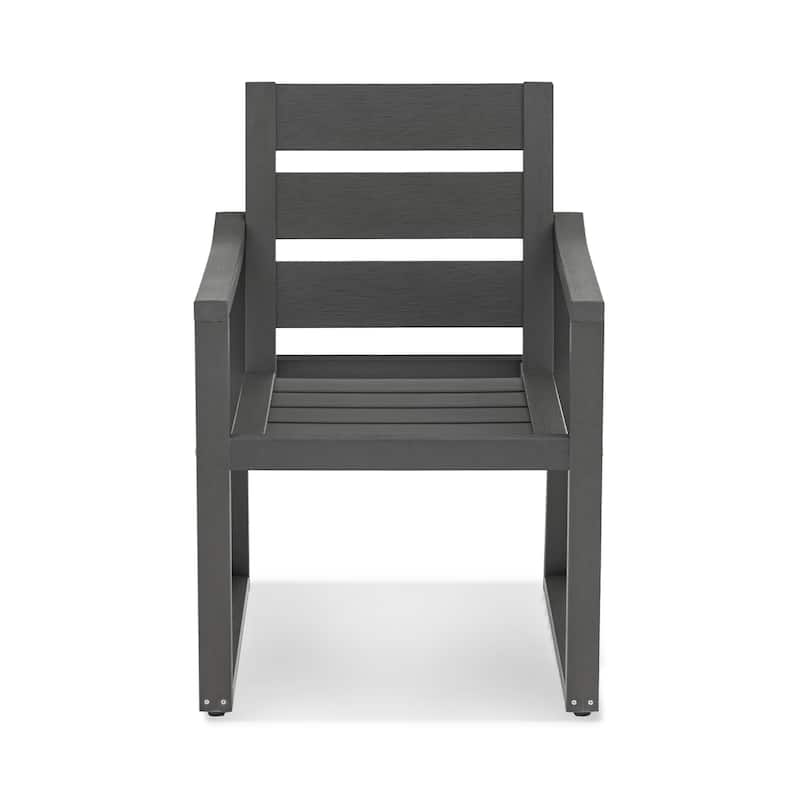 5-Piece HDPS Rectangular Patio Dining Set with Slatted Table Top and outdoor Armchairs - 23.6"D x 24.6"W x 34.6"H