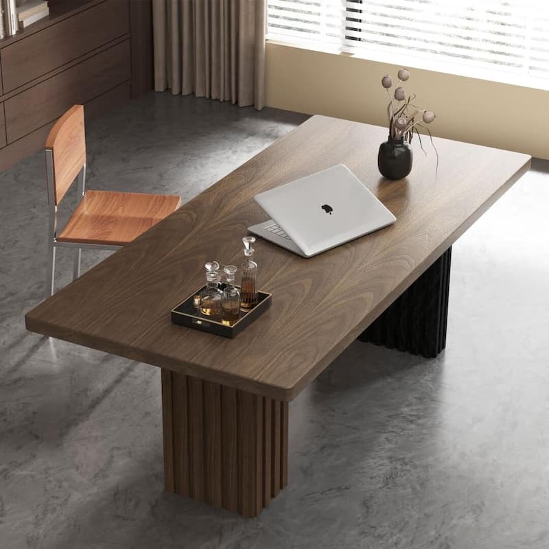 70.8" Modern Wooden Desk with Dual Base Design, Engineered Wood, Easy-Clean Surface