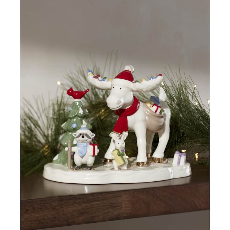 Lenox Marcel the Moose Delivering Gifts Figurine