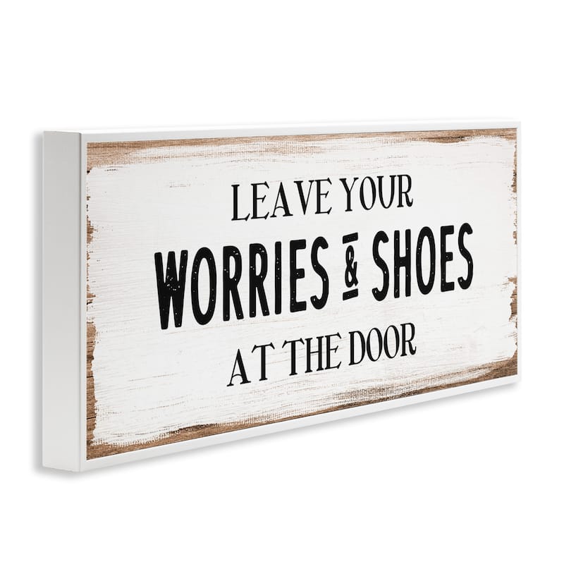 Stupell Leave Worries and Shoes At Door Farmhouse Phrase Framed Wall Art