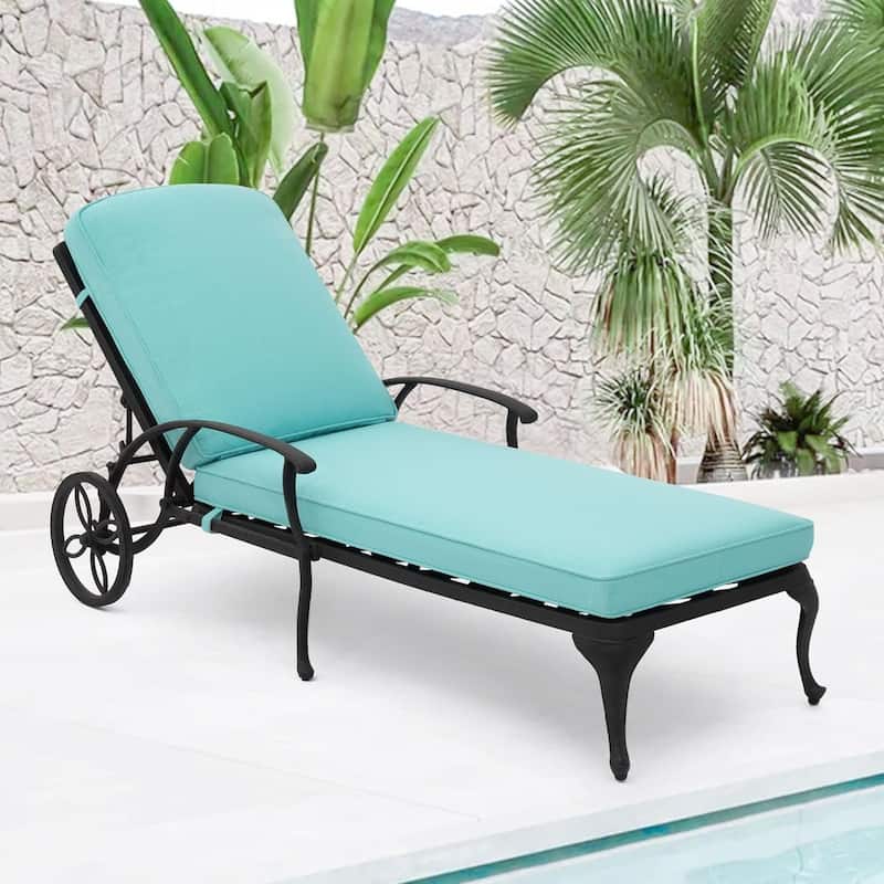 Aluminum Reclining Outdoor Chaise Lounge - Cyan