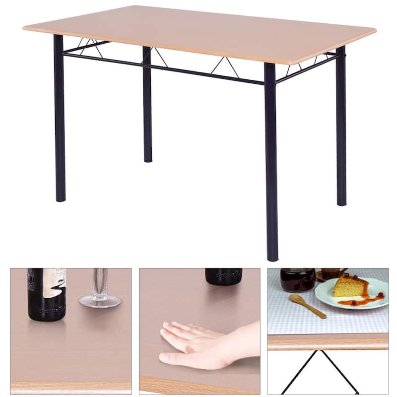 5 pcs Wood Metal Dining Table Set with 4 Chairs - Natural