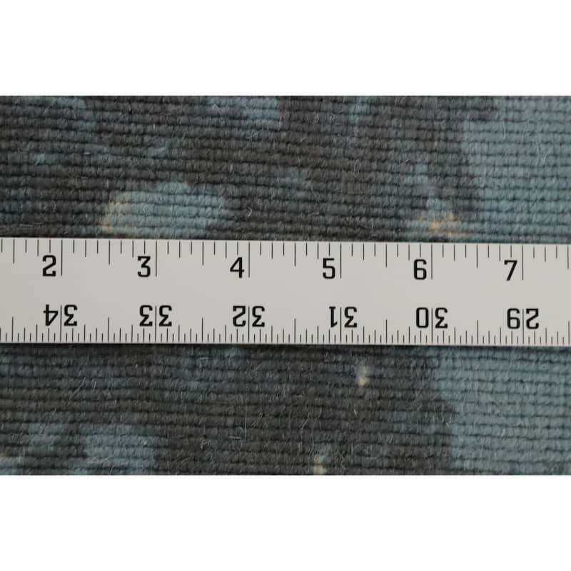 Hand Knotted Oriental Viscose Silk Carpet Modern Pictorial Navy Blue & Blues Abstract Area Rug - 5' 5'' X 3' 0''