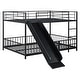 preview thumbnail 5 of 18, Black Full over Full Size Metal Bunk Bed with Slide & Guardrails