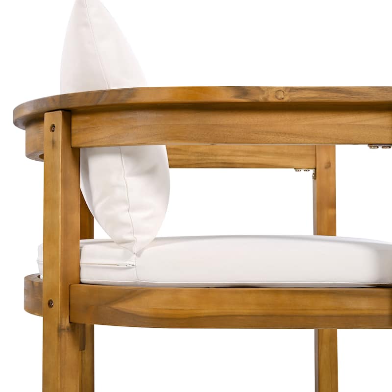 Christopher Knight Home - Willowcrest Outdoor Acacia Wood 5-Piece Dining Set with Cushioned Armchairs