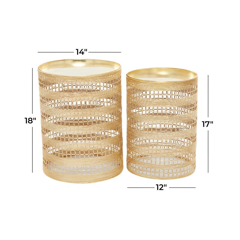 Metal Accent Table - Set of 2 Gold - Roche River Decor - 14"W x 14"L x 18"H