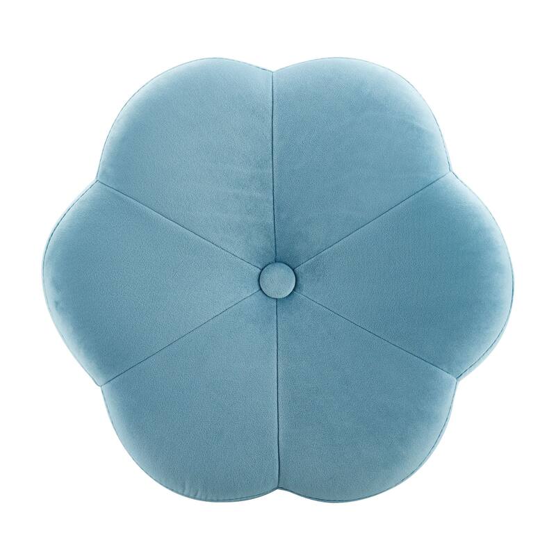 Floral Accent Vanity Stool - 17.75" - Blue and Gold