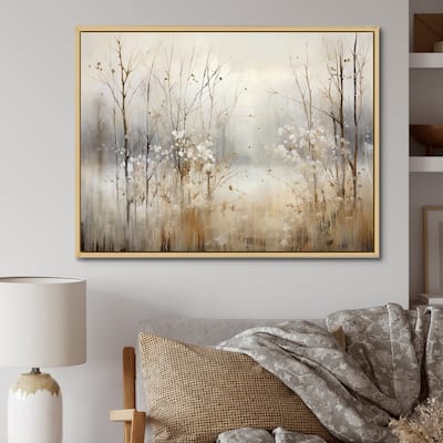 Designart "Winter Meadow View Calmness II" Meadow Grey Wall Decor - Traditional Bedroom Framed Canvas Wall Art