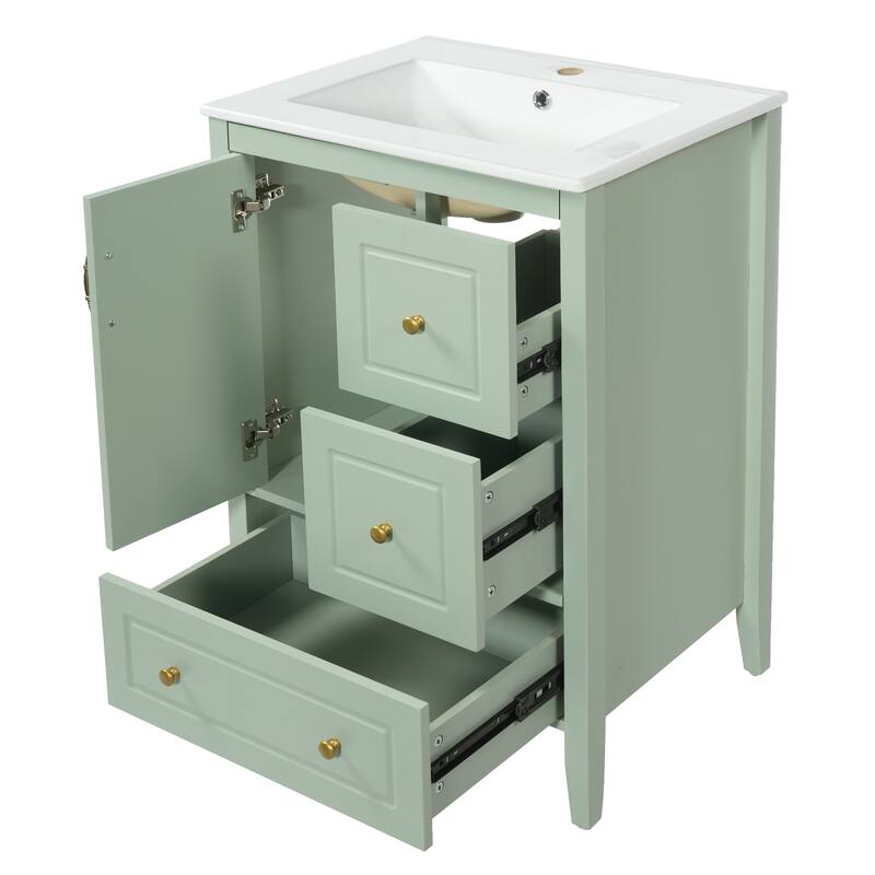 Christopher Knight Home - Luxford 24" Bathroom Vanity with Sink with 3 Soft-closing Drawers