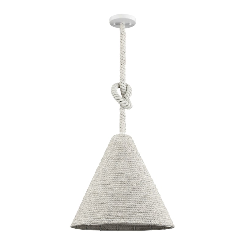 Elk Home Air Loom White Finish With Off White Rope Cone Shade Pendant