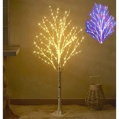 4FT Lighted Birch Tree with Fairy Lights 8 Functions, White Twig Tree ...