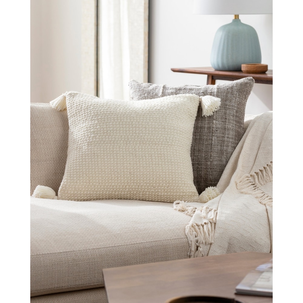 Demond Farmhouse Solid Color Accent Pillow