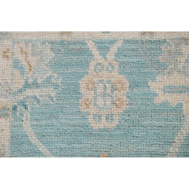 Hand Knotted Oriental 100% Wool Carpet Transitional Floral Navy Blue & Blues Oushak Area Rug - 2' 11'' X 2' 0''