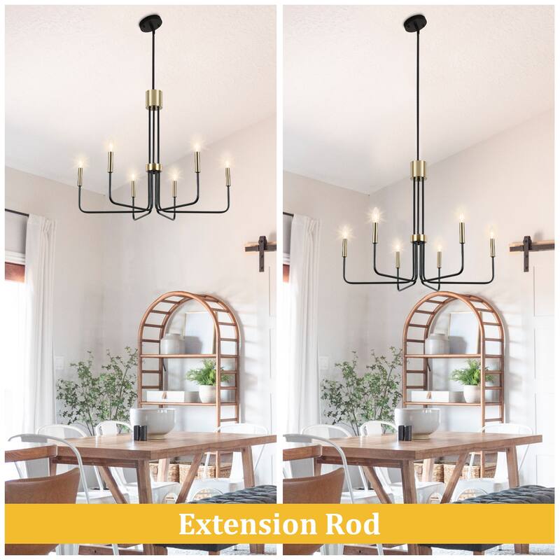 6-Light Candle Style Modern Chandelier for Dining Room