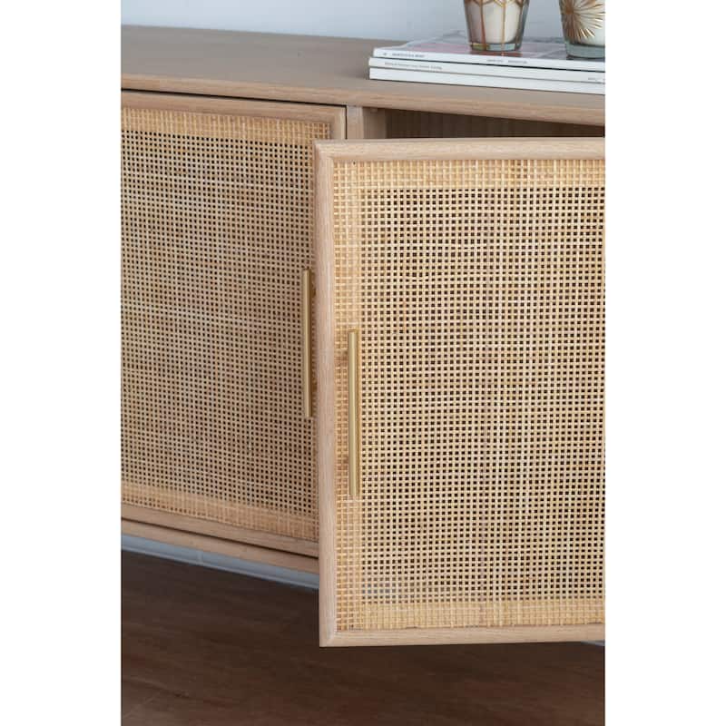 Brown Wooden Accent TV Cabinet with Three Doors