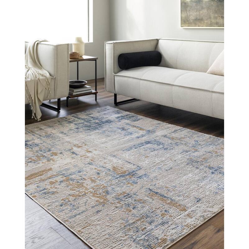 Livabliss Casual Allegro Abstract Area Rug - 7'10" x 10' - Blue/Light Beige