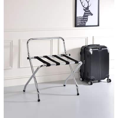 Chrome / Black Metal Foldable High Back Luggage Rack