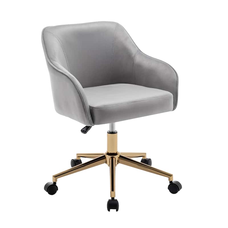 Porthos Home Raisa Velvet Office Chair with Gold Chrome Base - Grey