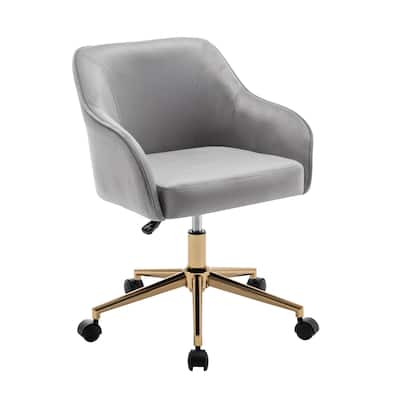 Silver Orchid Orla Velvet Office Chair with Gold Chrome Base