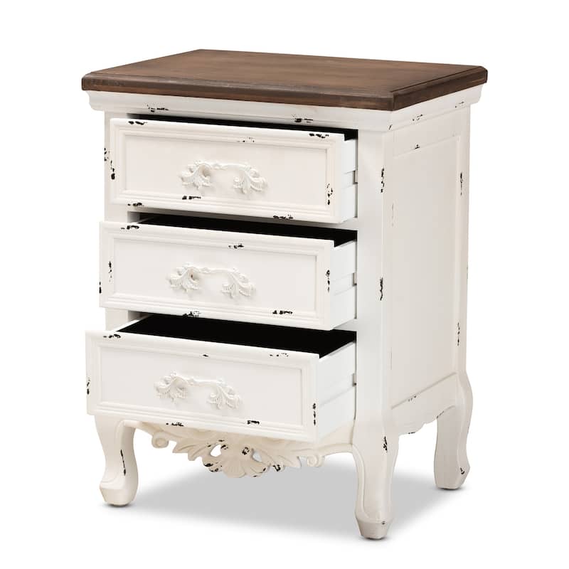 Wood 3 Drawer Nightstand - Classic Bedside Table with Storage - Traditional Night Stand for Bedroom