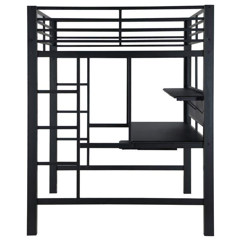 Avalon Contemporary Black Full Workstation Loft Bed