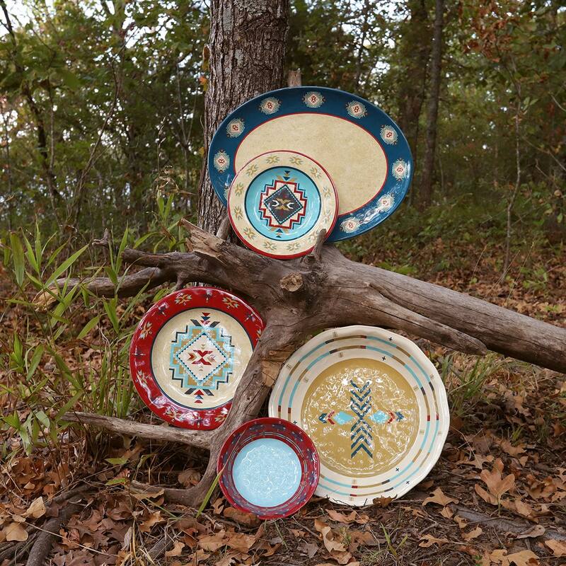 Paseo Road by HiEnd Accents Spirit Valley Melamine Dinnerware Set, 14PC