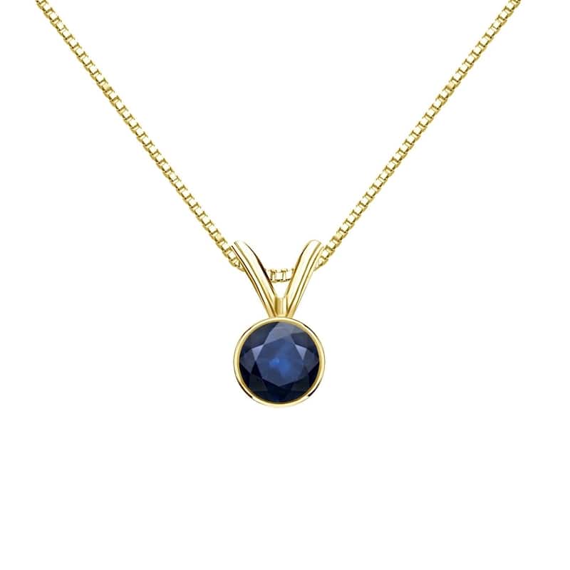 Auriya 14k Gold Bezel-set Sapphire Solitaire Necklace 1/3ctw