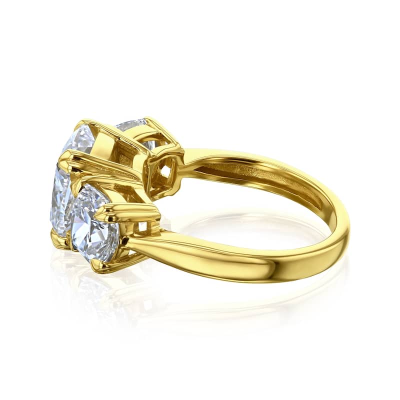 Kobelli 5 Carats Lab Grown Diamond Certified 14k Solid Gold Cushion 3 Stone Theo Engagement Ring (EF/ VS)