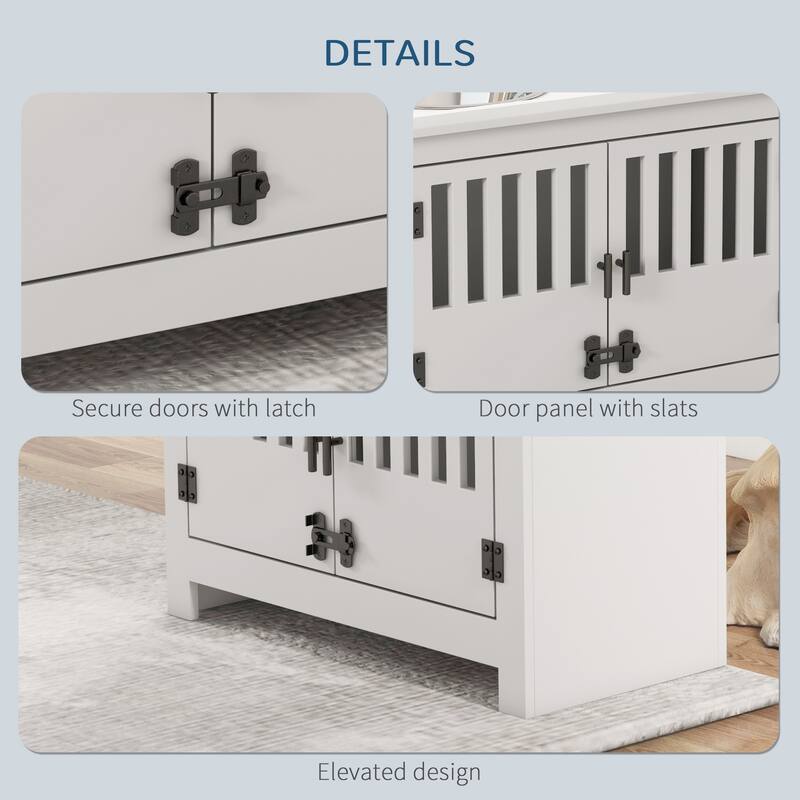 PawHut Large Elevated Dog Bowls with Storage Cabinet Containing 37L Capacity, Pet Food Bowl Dog Feeding Station