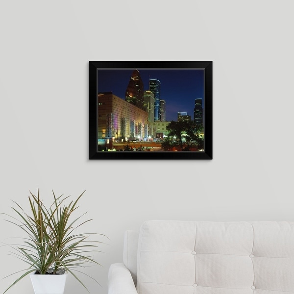 "Skyscrapers in a city, Houston, Texas" Black Framed Print