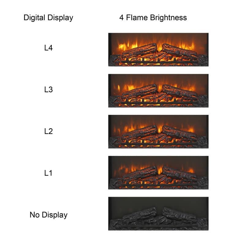 23 inch electric fireplace insert, ultra thin heater with log set & realistic flame