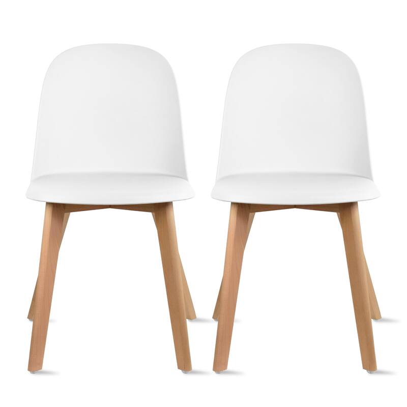 Set of 2 Modern Plastic Side Chairs with Wire Chrome Legs Ergonomic Dining Chairs for Kitchen, Dining Room, Office & Living Room