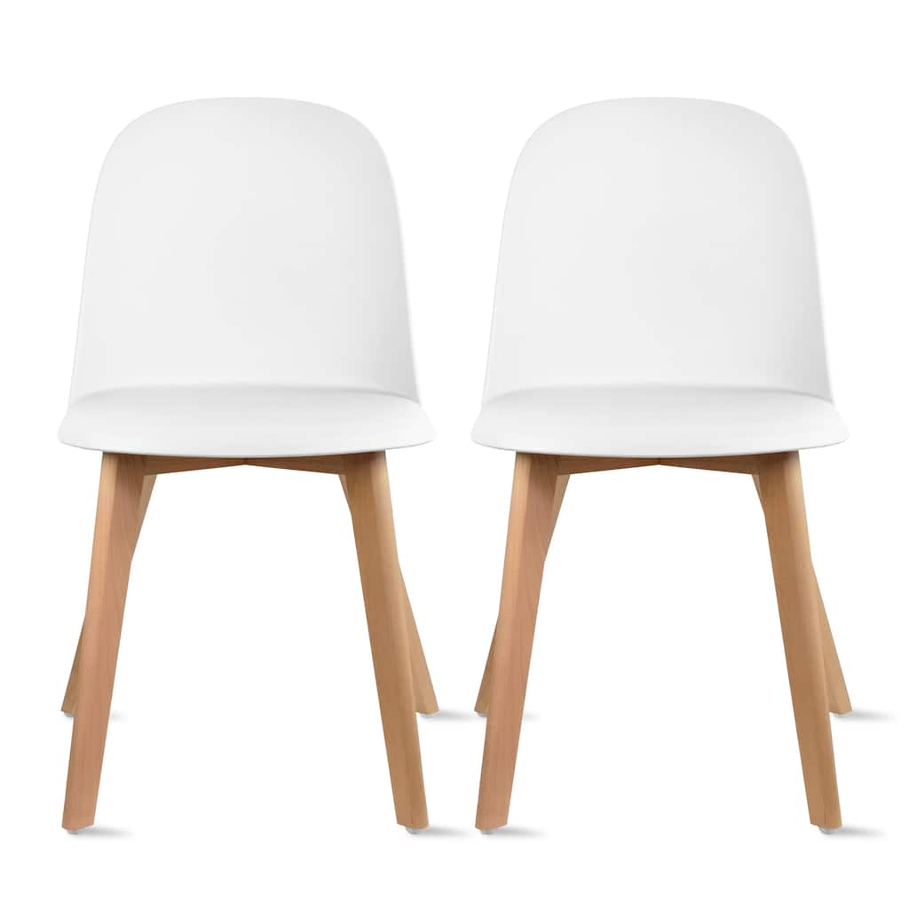 Set of 2 Modern Plastic Side Chairs with Wire Chrome Legs Ergonomic Dining Chairs for Kitchen, Dining Room, Office & Living Room